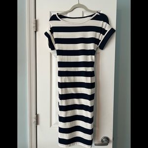 Blue/White striped dress super comfy Cotton dress with pockets.  Never worn